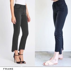 Frame Le High Raw Stagger Straight Jeans Mallard